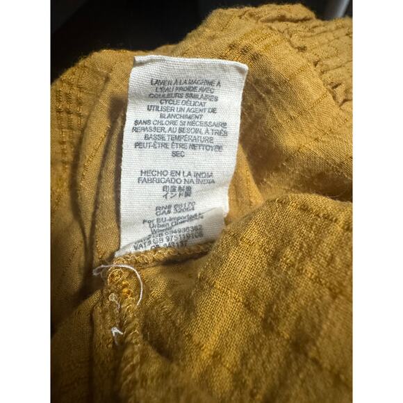 Free People Mustard Peasant Blouse Top – Boho Textured Gauze – Size L - Picture 9 of 9